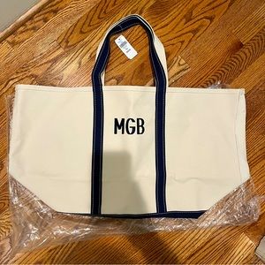 NWT LL Bean Boat and Tote X-Large with “MGB” Monogram
